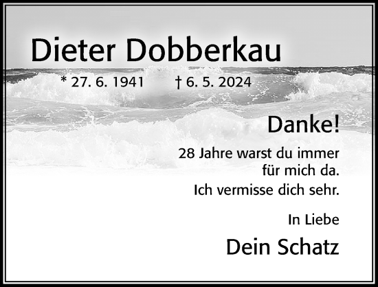 Traueranzeige von Dieter Dobberkau von Cellesche Zeitung