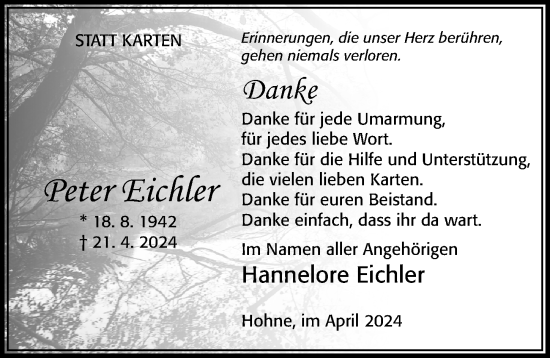 Traueranzeige von Peter Eichler von Cellesche Zeitung