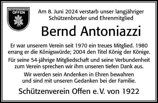Traueranzeige von Bernd Antoniazzi von Cellesche Zeitung