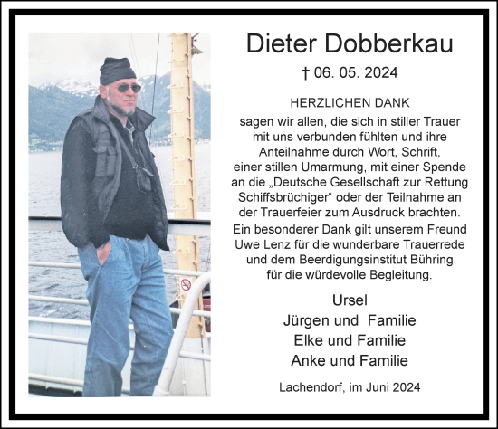 Traueranzeige von Dieter Dobberkau von Cellesche Zeitung