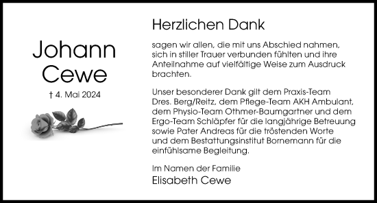 Traueranzeige von Johann Cewe von Cellesche Zeitung