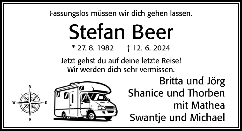  Traueranzeige für Stefan Beer vom 19.06.2024 aus Cellesche Zeitung