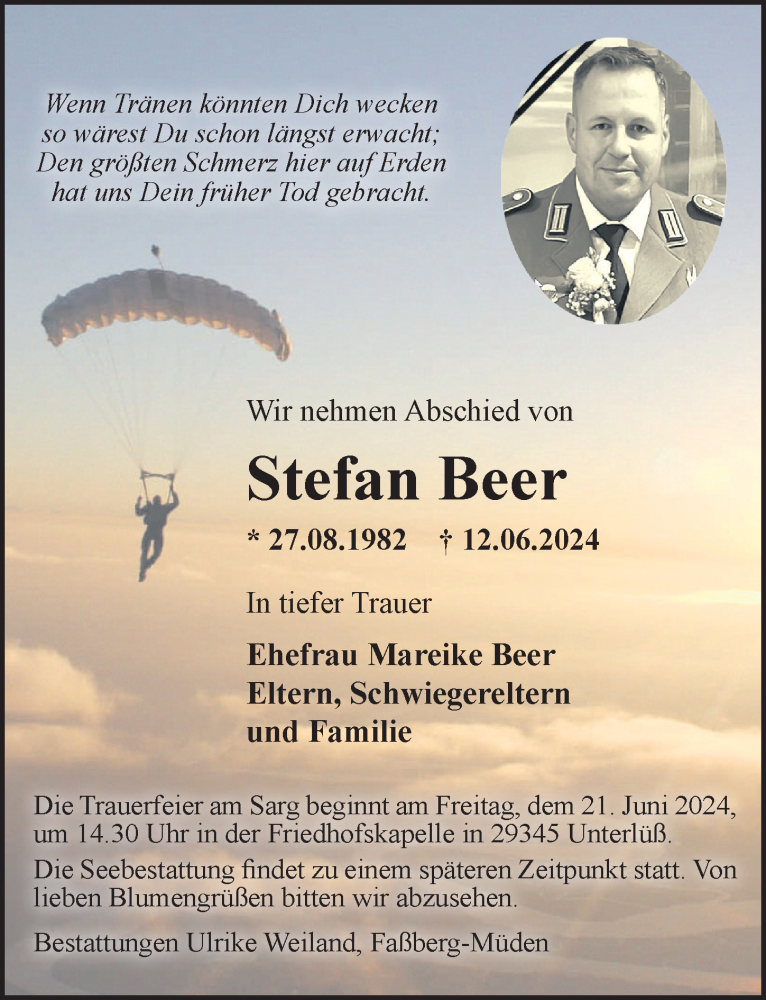  Traueranzeige für Stefan Beer vom 19.06.2024 aus Cellesche Zeitung