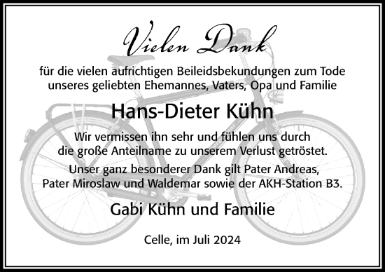 Traueranzeige von Hans-Dieter Kühn von Cellesche Zeitung