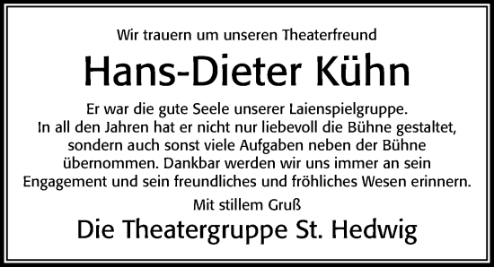 Traueranzeige von Hans-Dieter Kühn von Cellesche Zeitung
