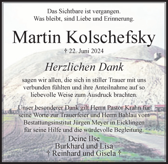 Traueranzeige von Martin Kolschefsky von Cellesche Zeitung