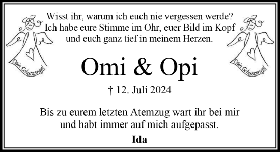 Traueranzeige von Omi und Opi  von Cellesche Zeitung