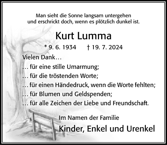 Traueranzeige von Kurt Lumma von Cellesche Zeitung