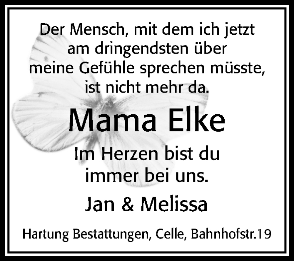  Traueranzeige für Elke Bergmann vom 31.01.2025 aus Cellesche Zeitung