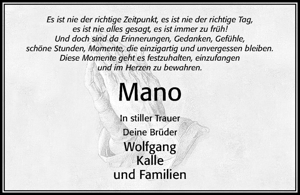  Traueranzeige für Manuel Tobias vom 13.02.2025 aus Cellesche Zeitung