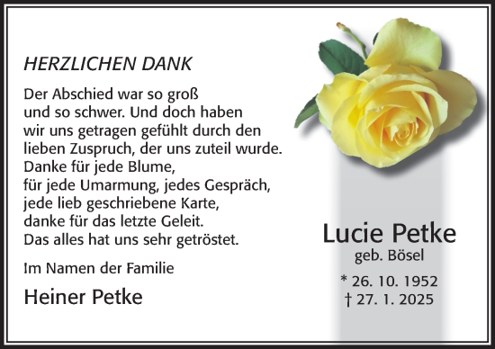 Traueranzeige von Heiner Petke von Cellesche Zeitung