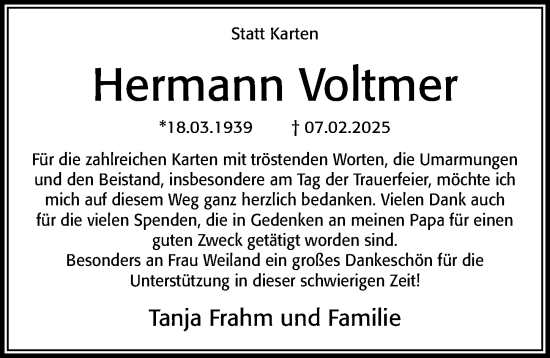 Traueranzeige von Hermann Voltmer von Cellesche Zeitung