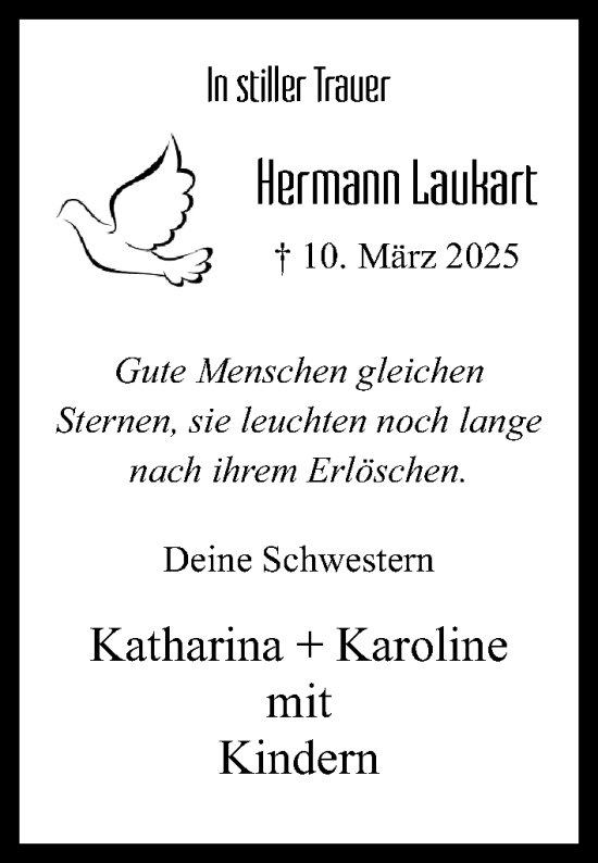 Traueranzeige von Hermann Laukart von Cellesche Zeitung