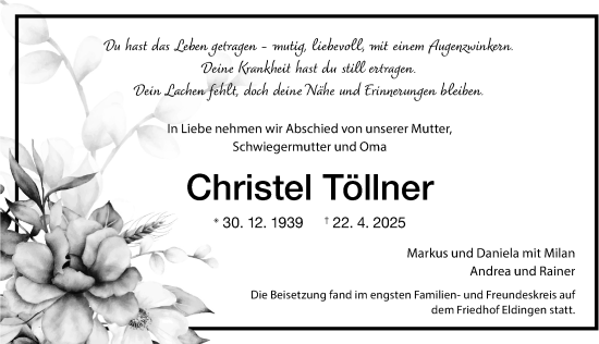 Traueranzeige von Christel Töllner von Cellesche Zeitung