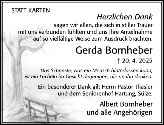Traueranzeige von Gerda Bornheber von Cellesche Zeitung
