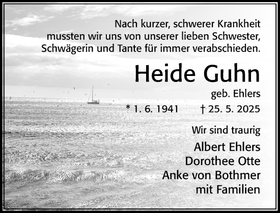 Traueranzeige von Heide Guhn von Cellesche Zeitung