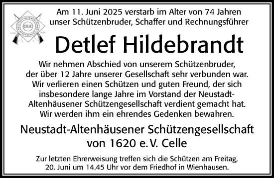Traueranzeige von Detlef Hildebrandt von Cellesche Zeitung