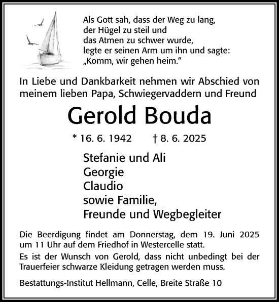 Traueranzeige von Gerold Bouda von Cellesche Zeitung