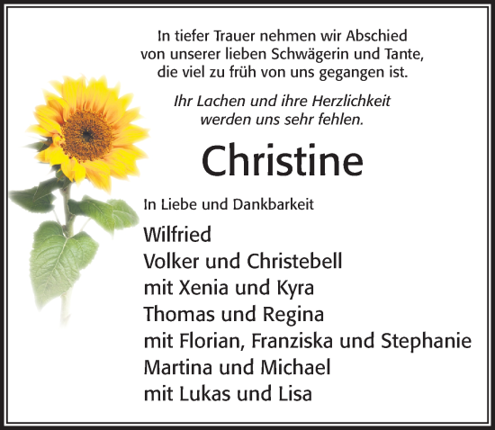 Traueranzeige von Christine Heine von Cellesche Zeitung