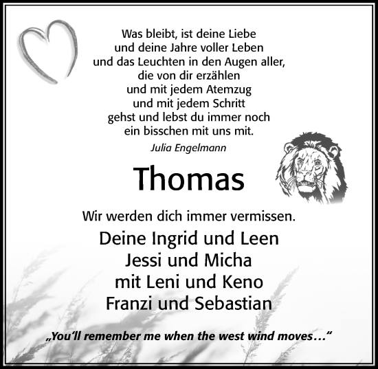 Traueranzeige von Thomas Sturm von Cellesche Zeitung