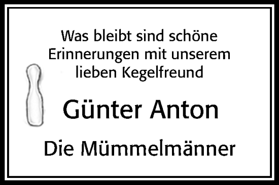 Traueranzeige von Günter Anton von Cellesche Zeitung